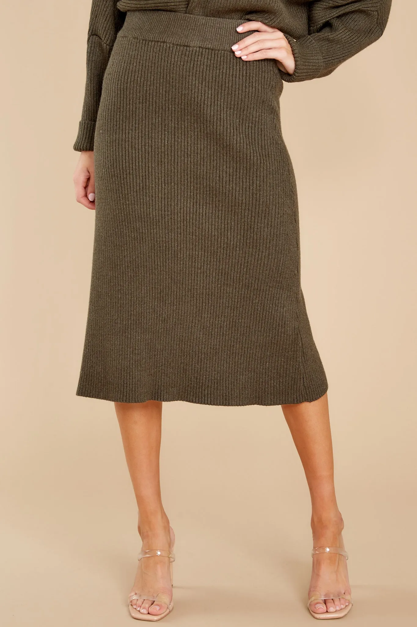 Study Hall Olive Midi Skirt