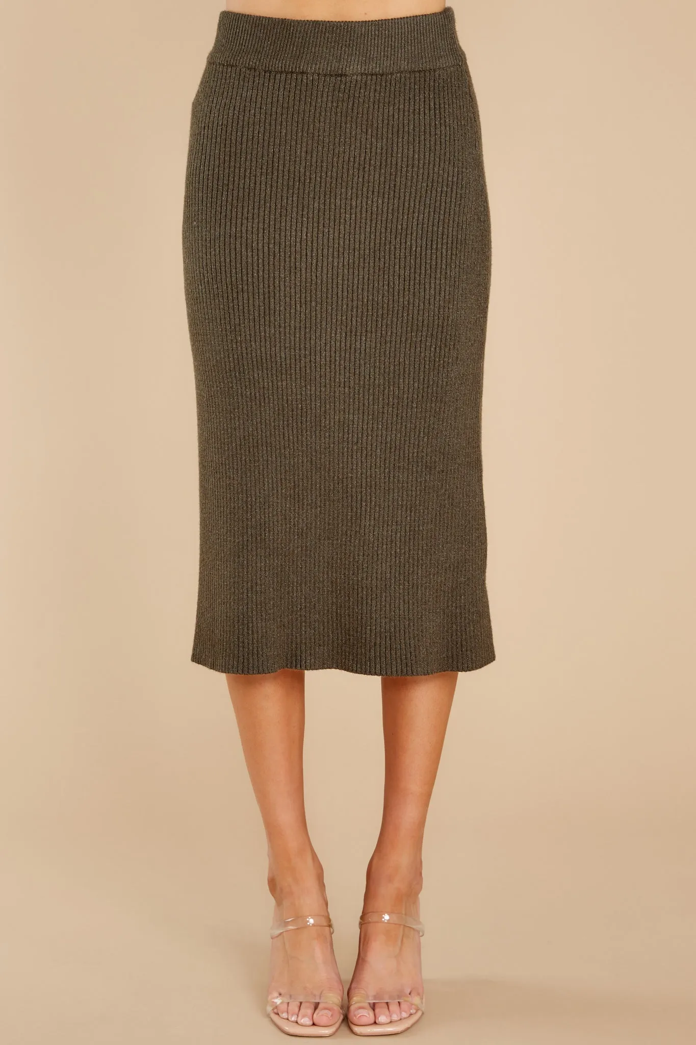 Study Hall Olive Midi Skirt