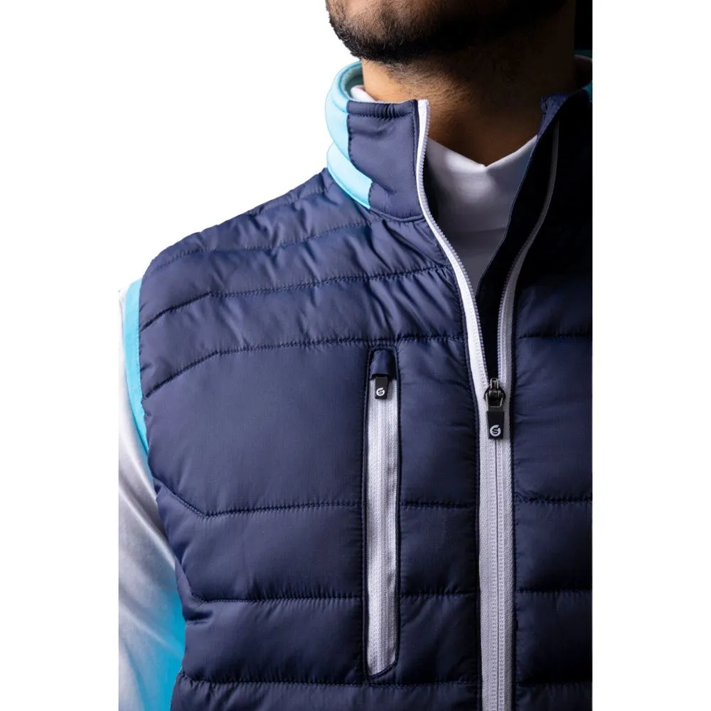 Sunderland Anton Padded Stretch Panel Performance Golf Gilet - Navy/ Aqua