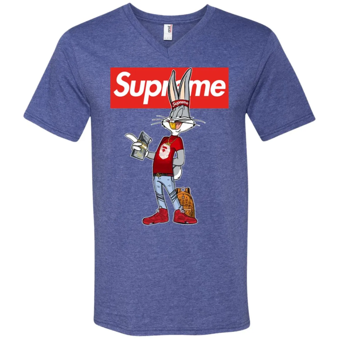 Supreme Rabbit Money Men V-Neck T-Shirt