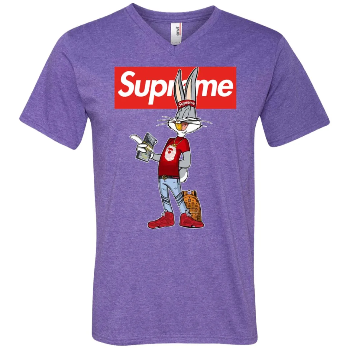 Supreme Rabbit Money Men V-Neck T-Shirt