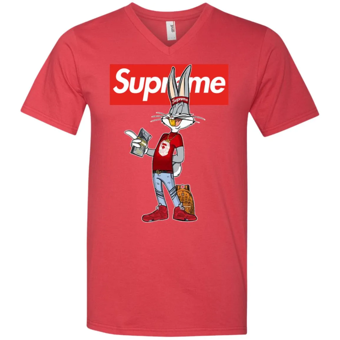 Supreme Rabbit Money Men V-Neck T-Shirt