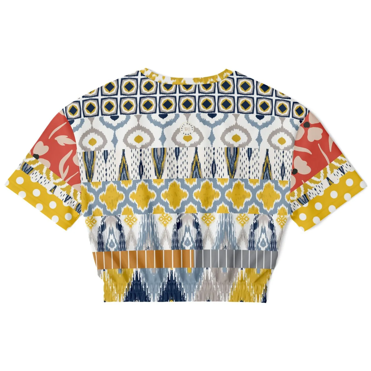 Tallulah Bankhead Elevate Patchwork Short Sleeve Eco-Poly Cropped Sweater