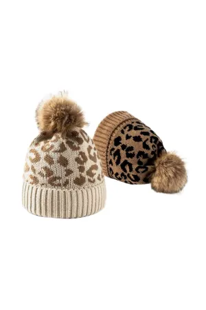 TEEK - Leopard Pom-Pom Cuffed Beanie