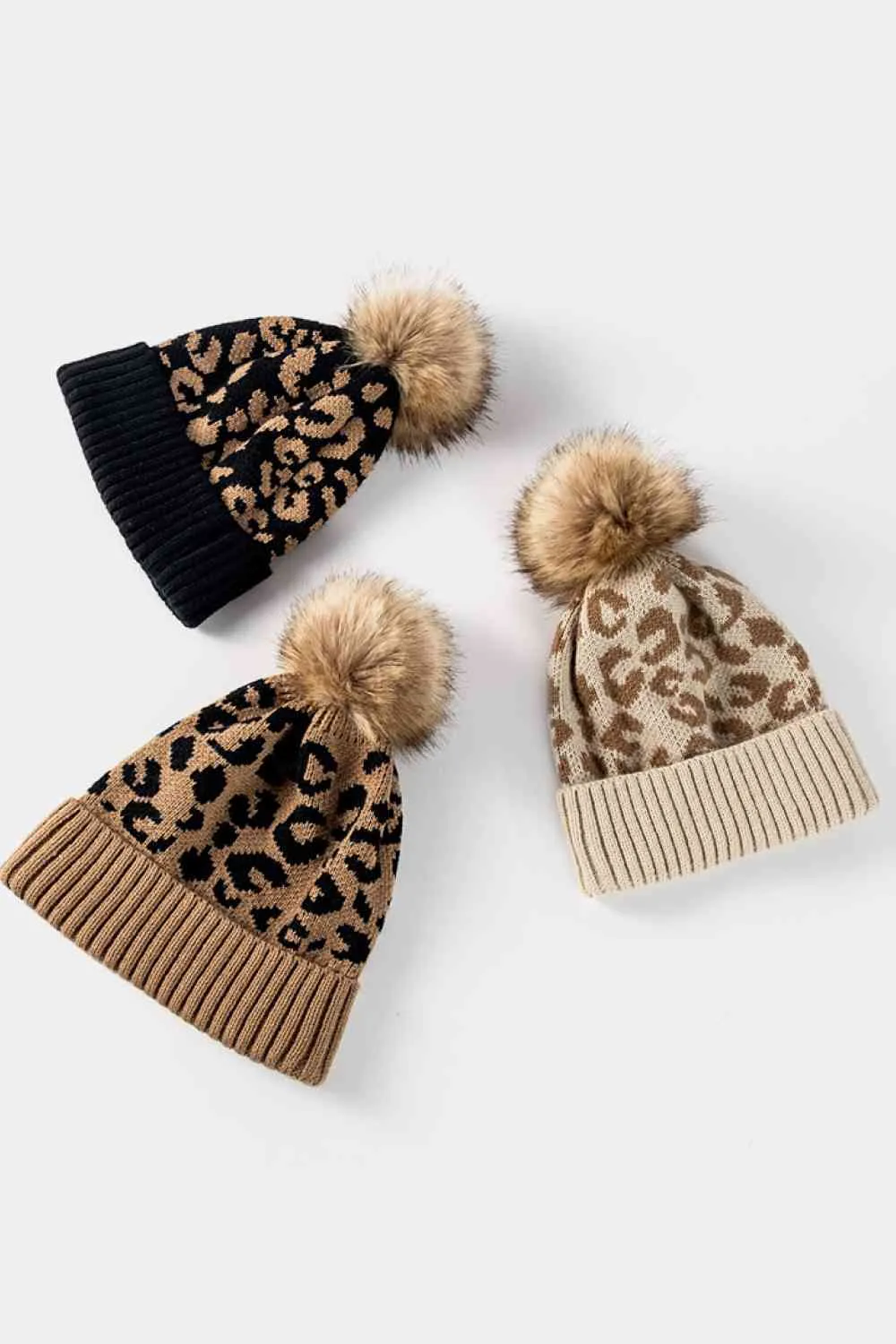 TEEK - Leopard Pom-Pom Cuffed Beanie