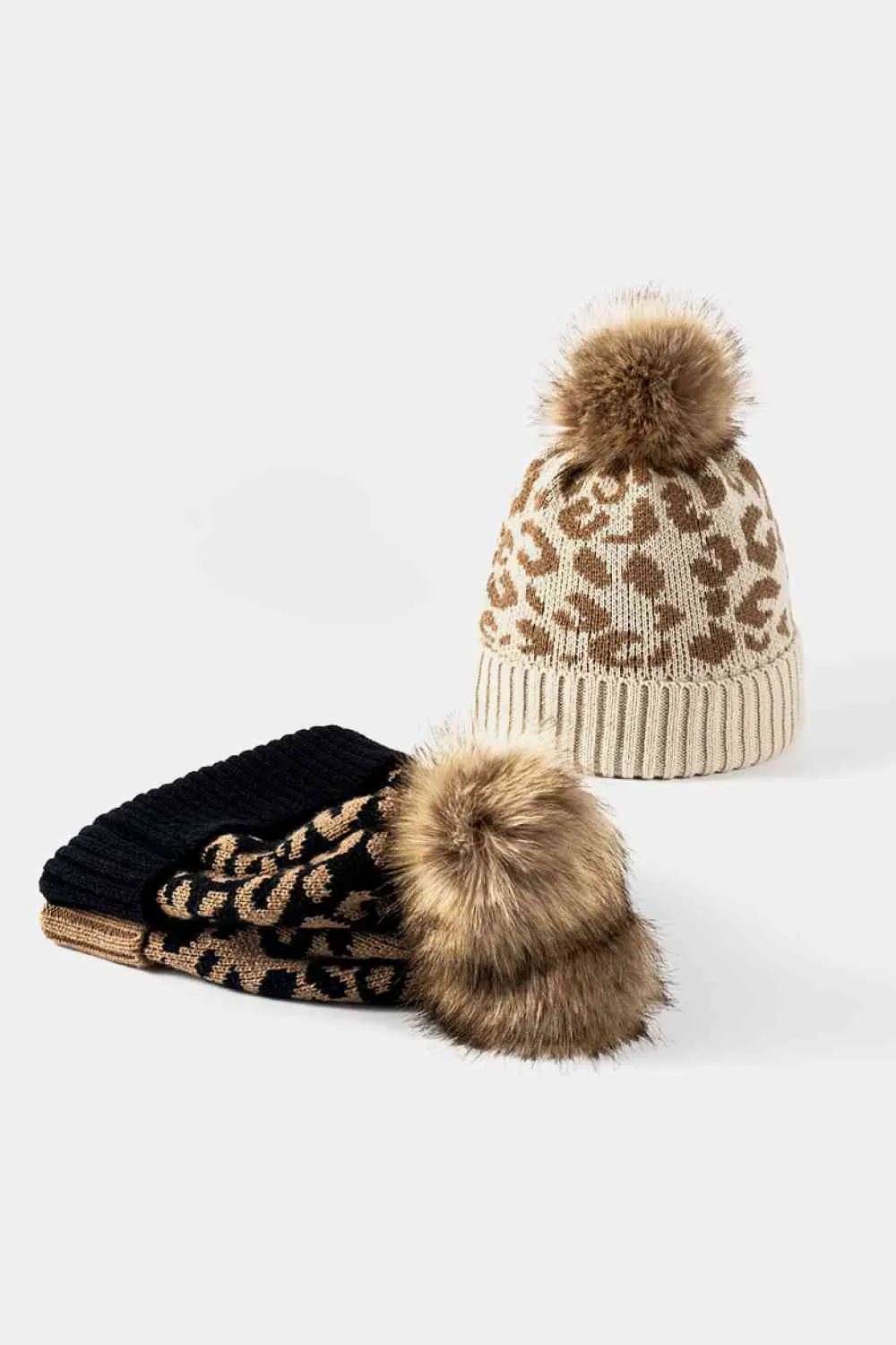 TEEK - Leopard Pom-Pom Cuffed Beanie