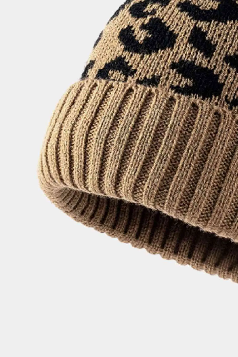 TEEK - Leopard Pom-Pom Cuffed Beanie