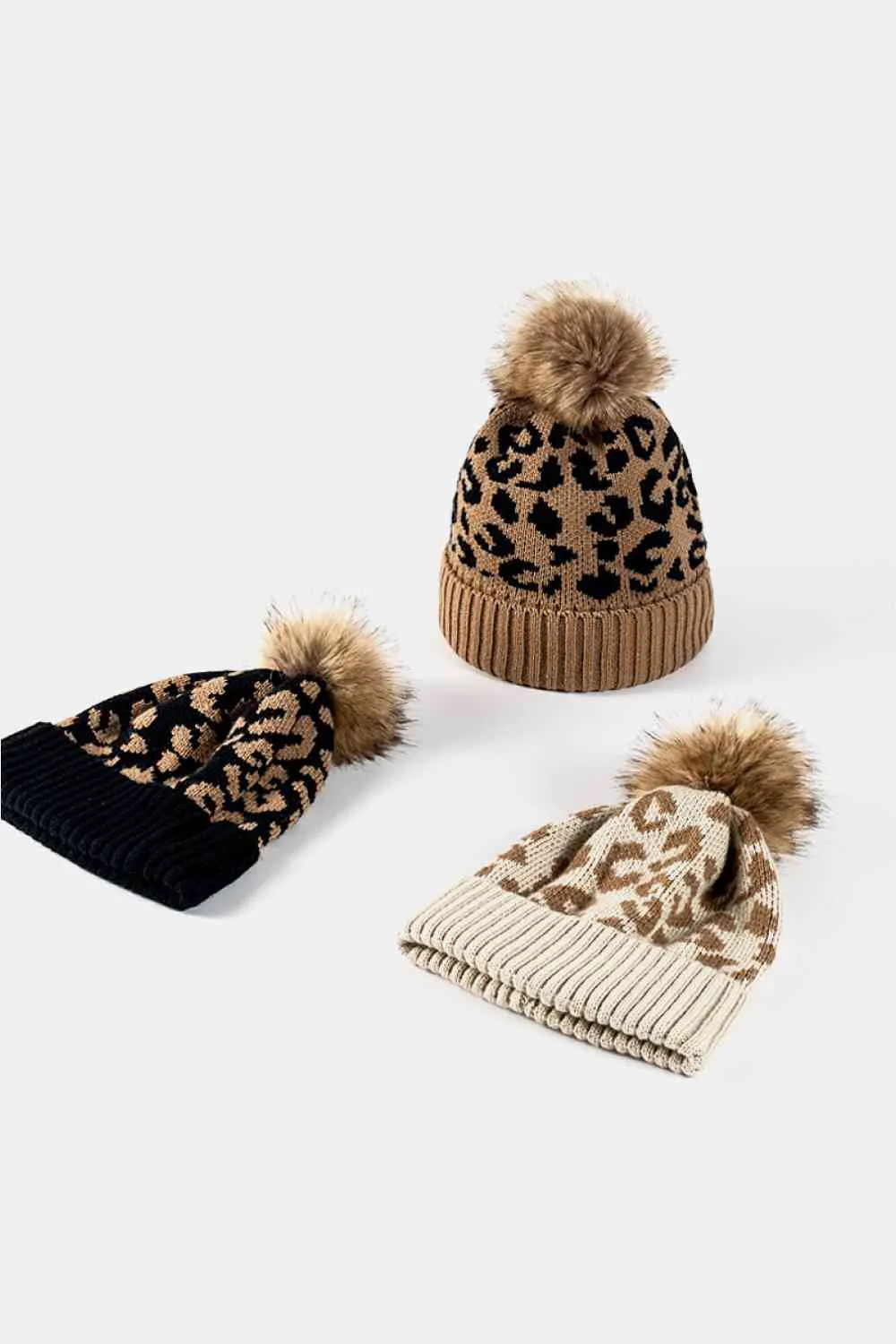 TEEK - Leopard Pom-Pom Cuffed Beanie