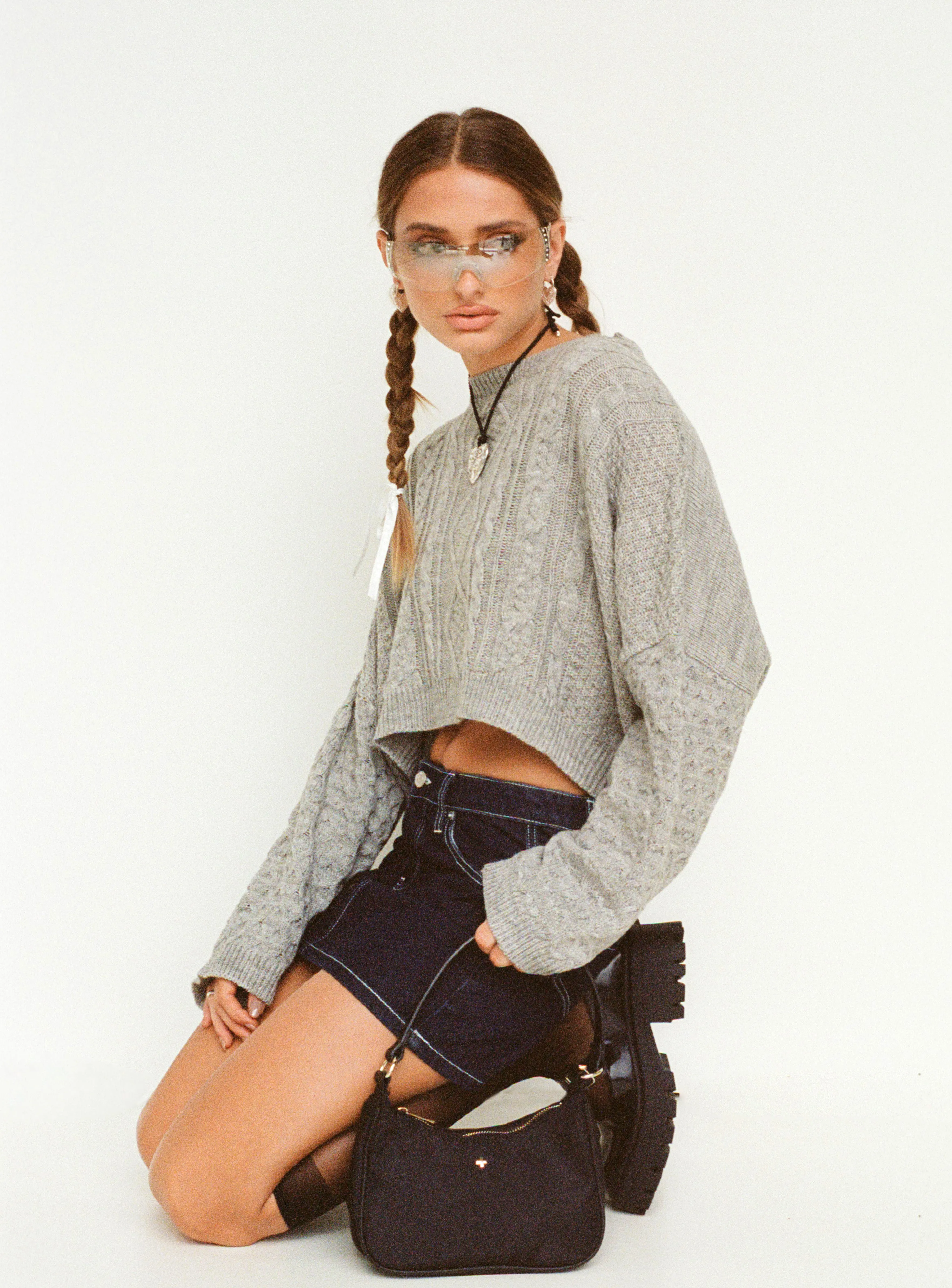 The Stan Cropped Sweater Grey