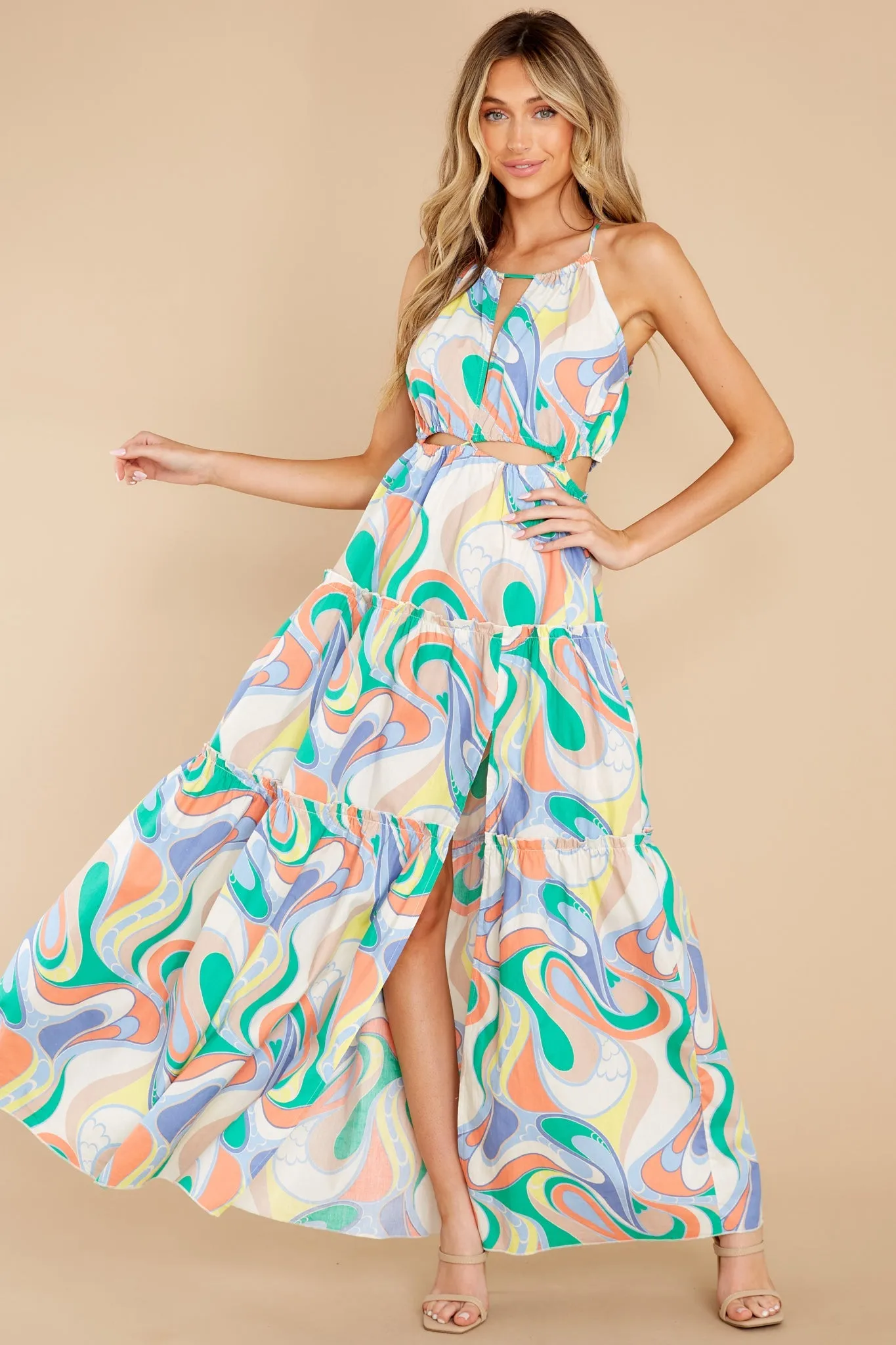 Total Upgrade Ivory Multi Print Maxi Dress