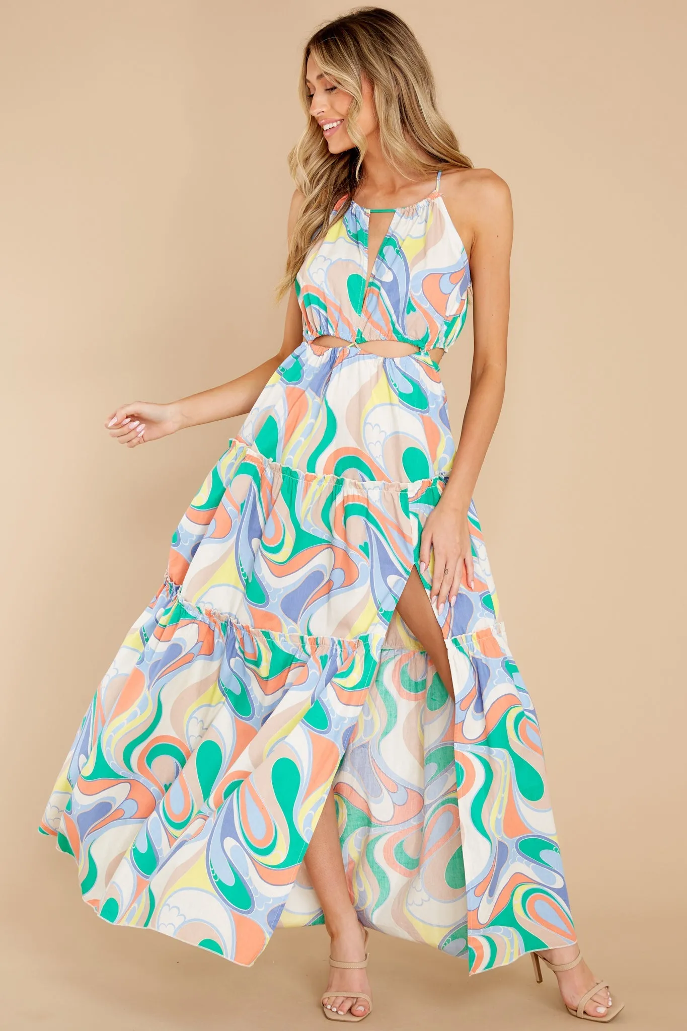 Total Upgrade Ivory Multi Print Maxi Dress