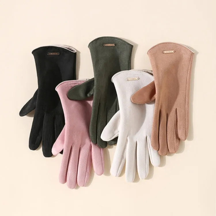 Touch Screen Plus Velvet Keep Warm Riding Gloves, Size: One Size(Men Camel)