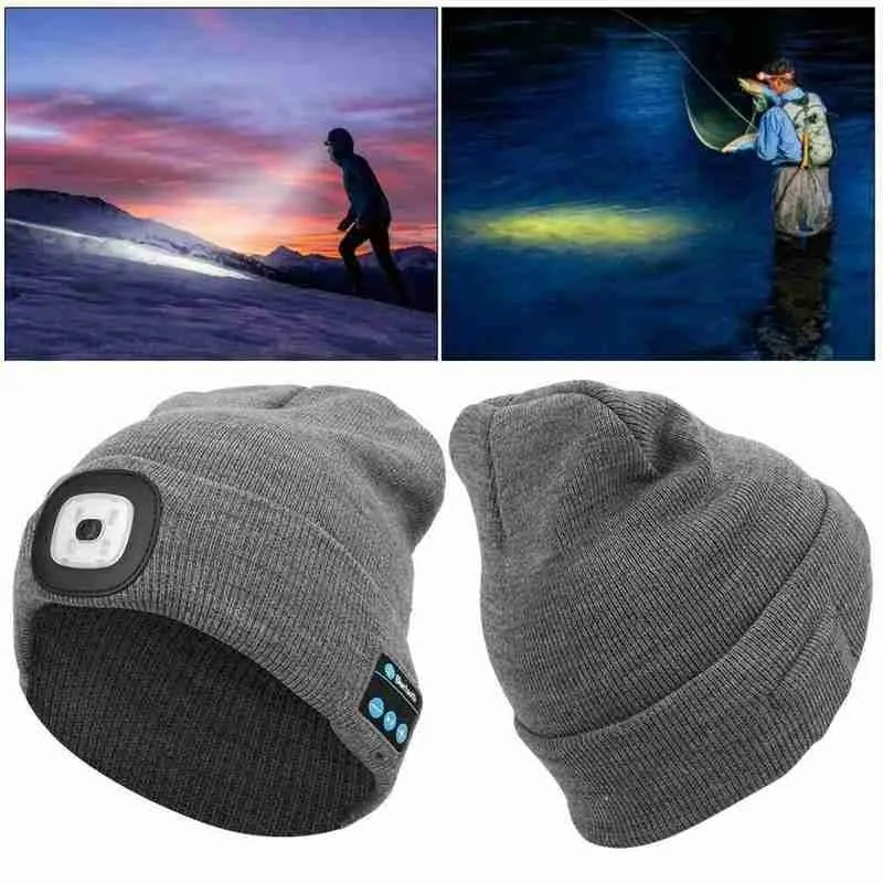 Unisex Bluetooth Speaker Headlamp Beanie Hat