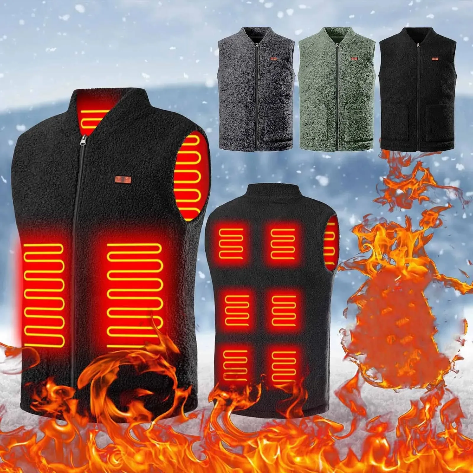 Unisex USB Heated Fleece Vest - Winter Outdoor Thermal Jacket