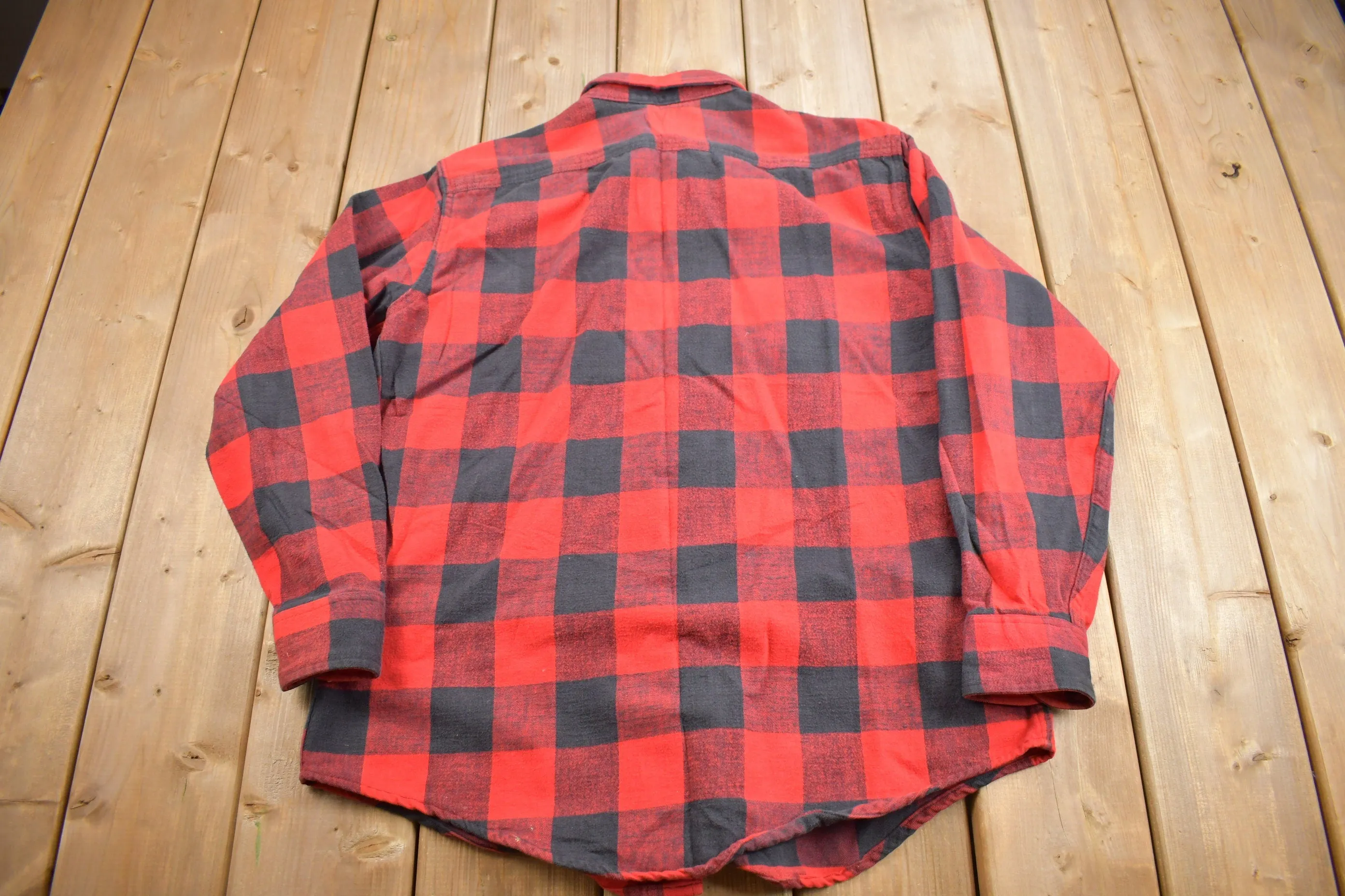 Vintage 1990s St Johns Bay Plaid Flannel Snap Button Shirt