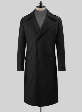 Vintage Plain Black Tweed GQ Overcoat