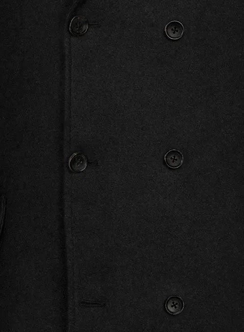 Vintage Plain Black Tweed GQ Overcoat