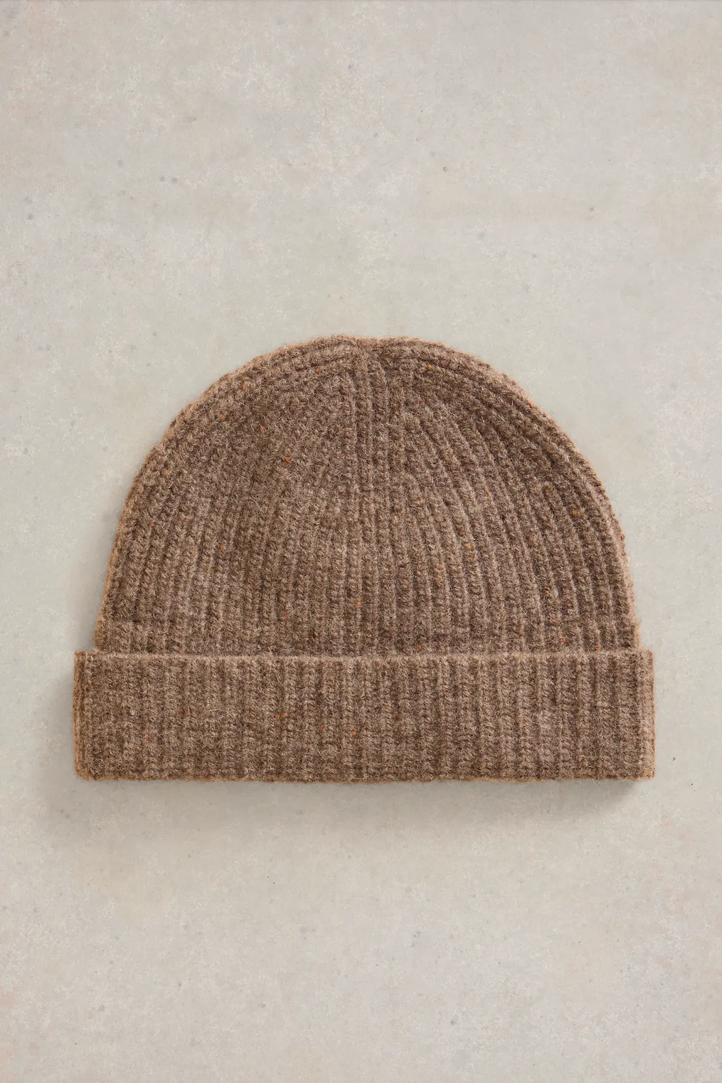 White Stuff Albie Mid Brown Rib Knit Beanie