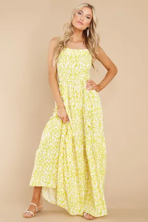 Wild Endeavors Yellow Leopard Print Maxi Dress