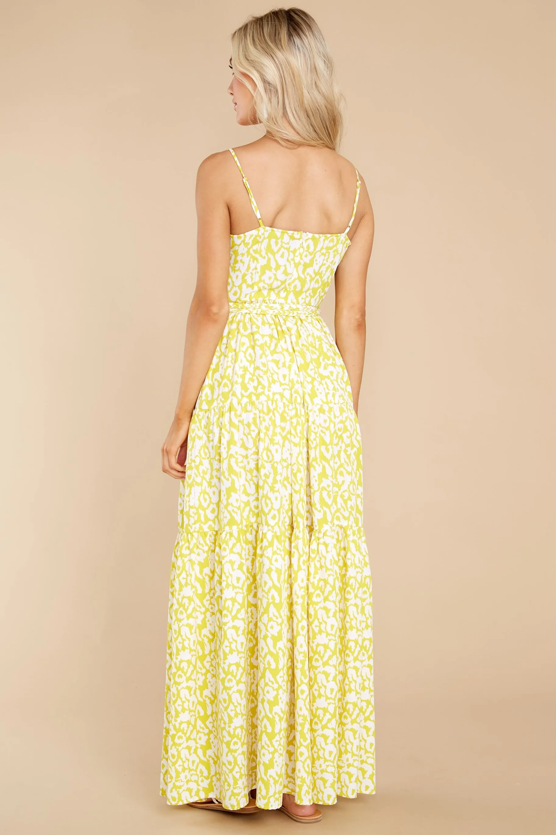 Wild Endeavors Yellow Leopard Print Maxi Dress