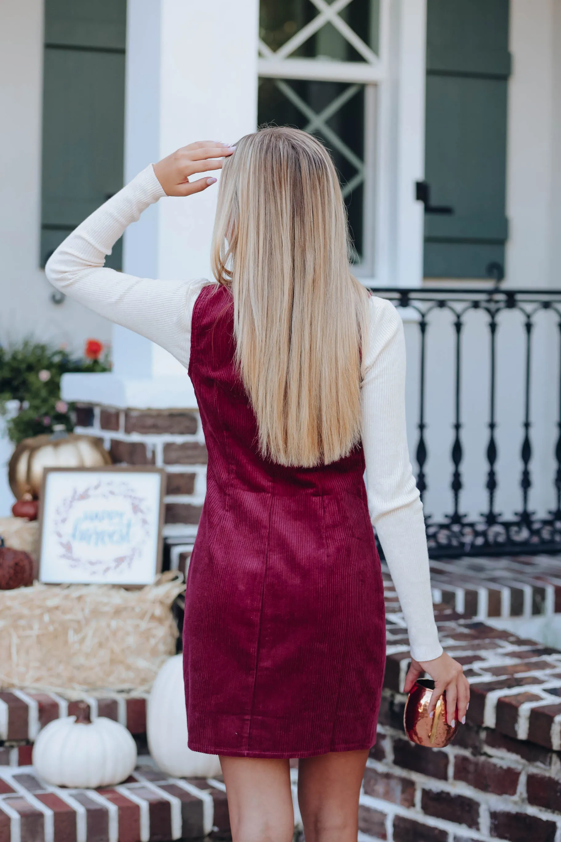 Wine Night Fitted Corduroy Dress