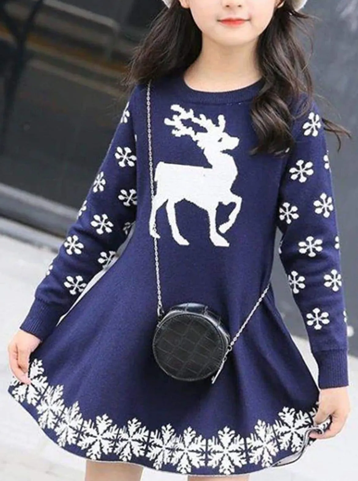 Winter Reindeer Sweater Knit Dress