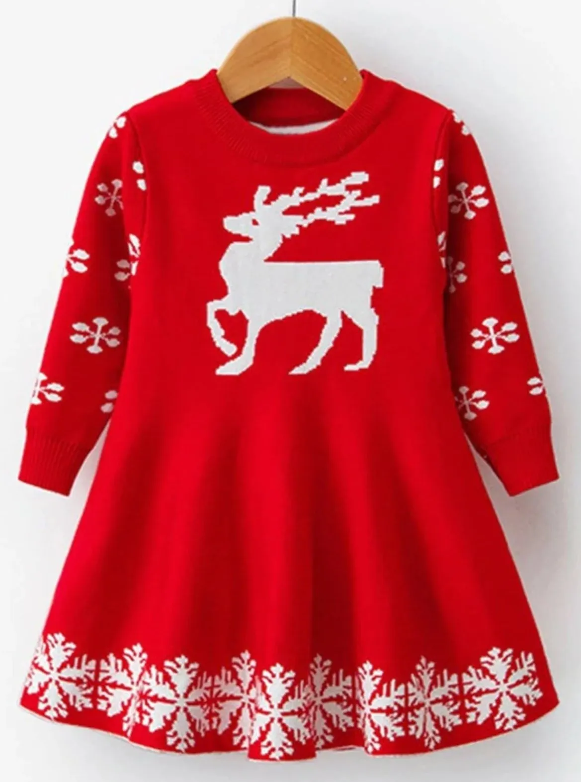 Winter Reindeer Sweater Knit Dress