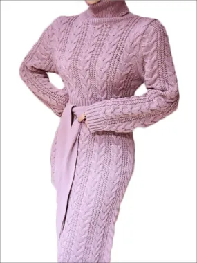 Women's Fashion Cable Knit Bodycon Sweater Dress