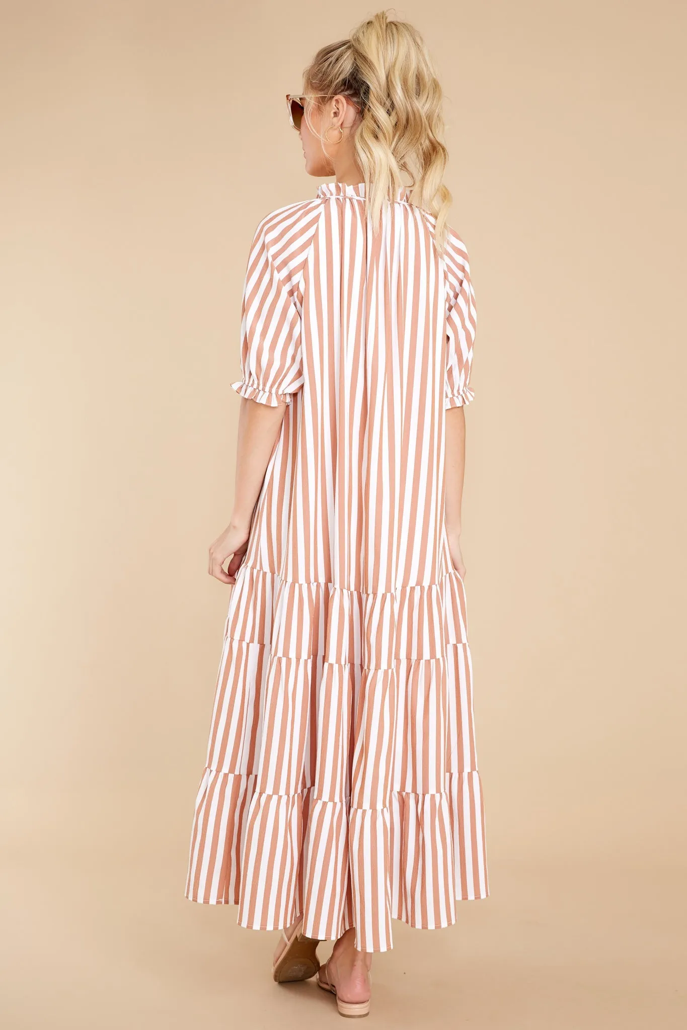 Wow The World Terracotta Stripe Maxi Dress