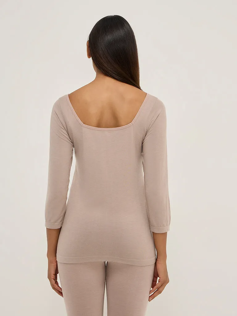 Wunderlove Beige Thermal Wear T-Shirt